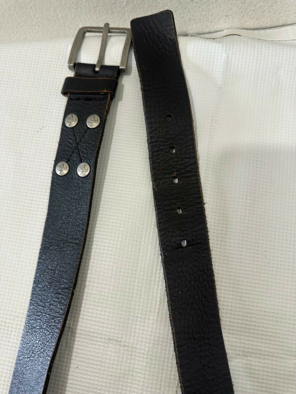 Original Penguin Leather Belt Black Steer Head Concho Western Sz 42